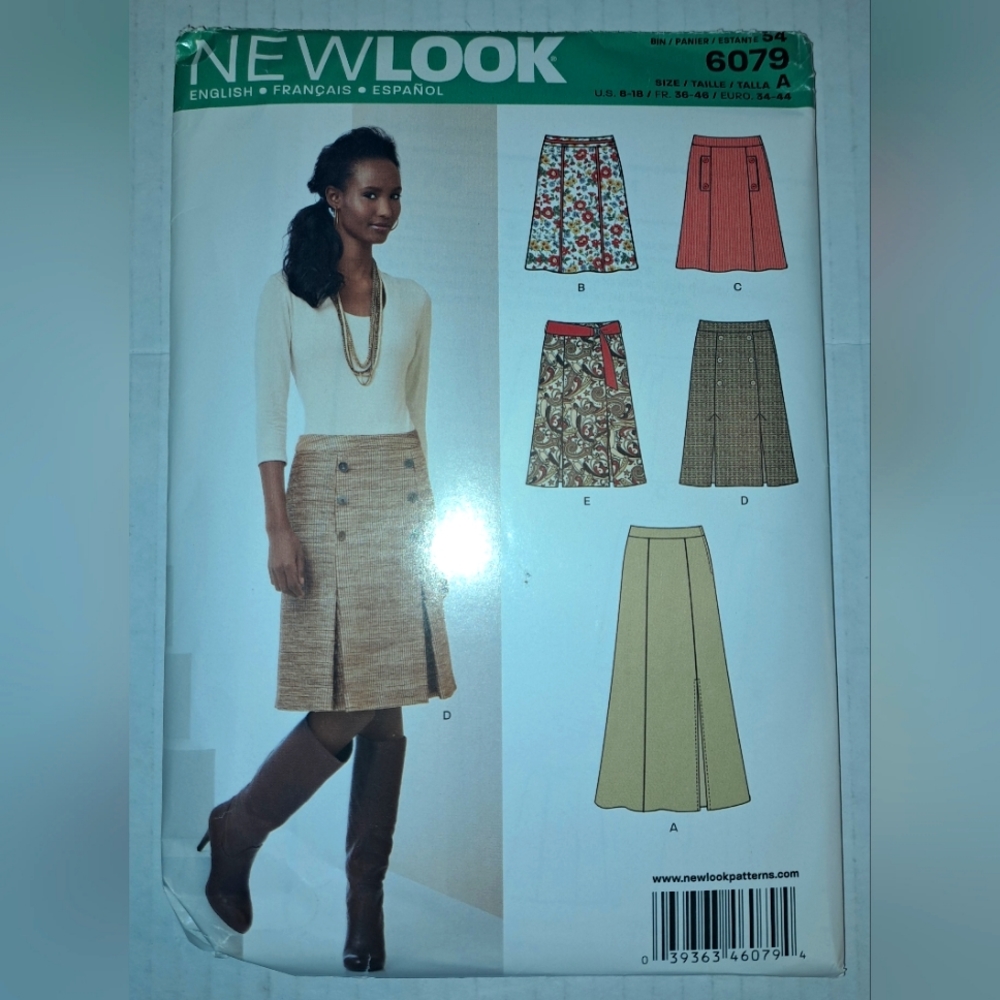 New Look 6079 Sewing Pattern Pleated Skirts 5 Styles Misses Size 8-18 UNCUT